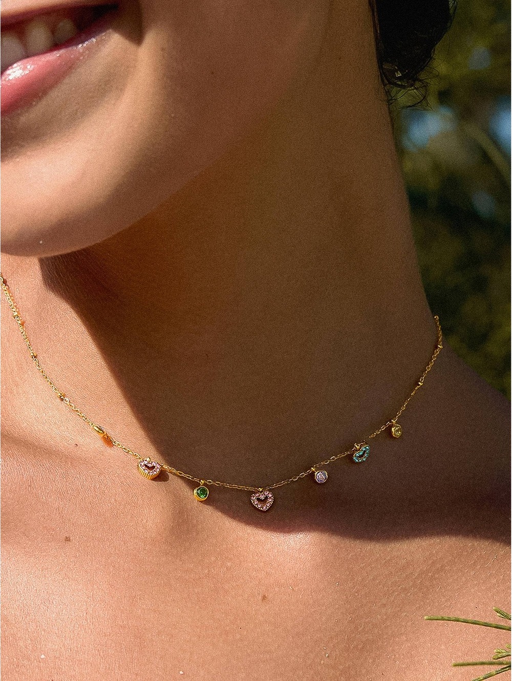 Genoa 18K Gold Non-Tarnish CZ Heart Charm Necklace